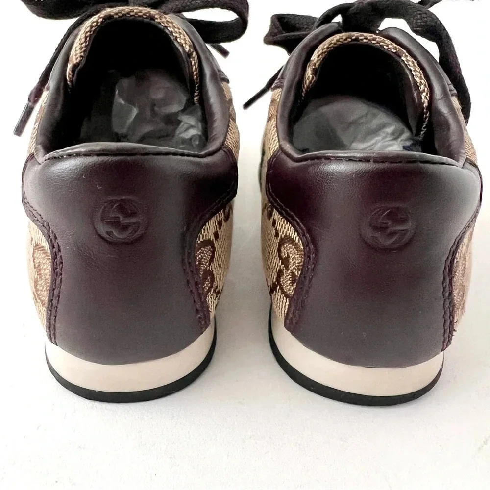GUCCI || Baby Supreme GG Logo Web Stripe Lace Up Canvas Leather Sneakers Size 24 - Picture 8 of 13